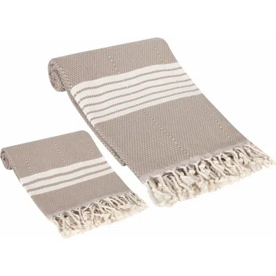 Olive And Linen Olive & Linen Newport Turkish Towel Set In Neutral