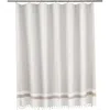 Olive And Linen Olive & Linen Pixel Shower Curtain In White