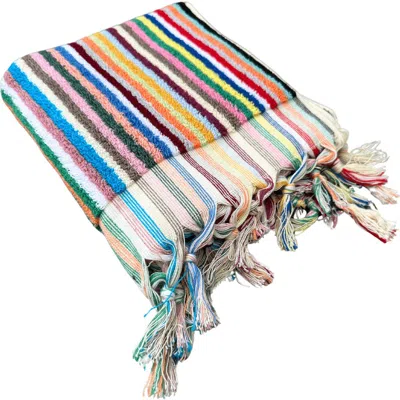 Olive And Linen Olive & Linen Striped Turkish Terry Hand Towel