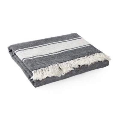 Olive And Linen Olive & Linen Summer Double Sided Throw In Black