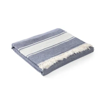 Olive And Linen Olive & Linen Summer Double Sided Throw In Blue