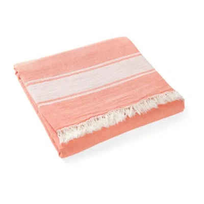 Olive And Linen Olive & Linen Summer Double Sided Throw In Orange