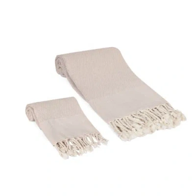 Olive And Linen Olive & Linen Whisper Weight Turkish Towel Set In Sand