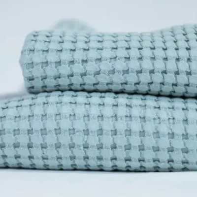 Olive And Loom Waffle Towel Set In Blue