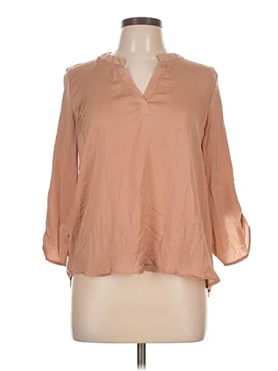 Pre-owned Olive & Oak 3/4 Sleeve Blouse In Brown