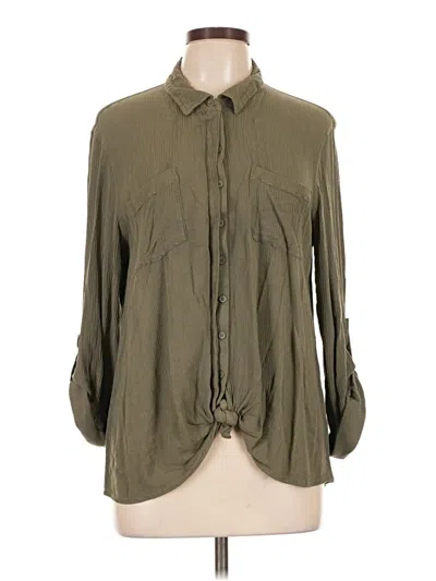 Pre-owned Olive & Oak 3/4 Sleeve Button Down Shirt In Green
