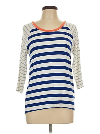 Pre-owned Olive & Oak 3/4 Sleeve Top Blue Boatneck Tops