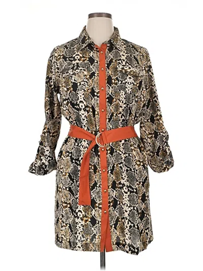 Pre-owned Olive & Oak Casual Dress In Brown