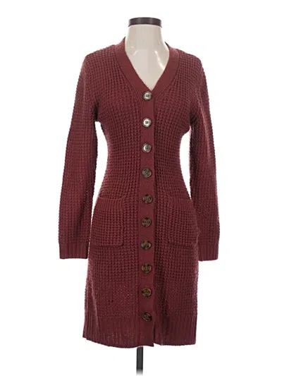 Pre-owned Olive & Oak Casual Dress In Burgundy