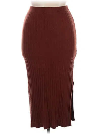 Pre-owned Olive & Oak Casual Skirt In Burgundy