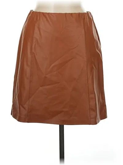 Pre-owned Olive & Oak Faux Leather Skirt In Brown
