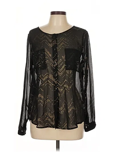 Pre-owned Olive & Oak Long Sleeve Blouse In Black