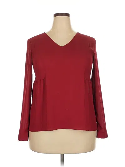 Pre-owned Olive & Oak Long Sleeve Blouse In Burgundy