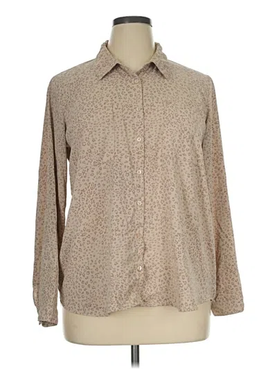 Pre-owned Olive & Oak Long Sleeve Blouse In Tan