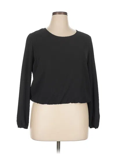 Pre-owned Olive & Oak Long Sleeve Top Black Boatneck Tops