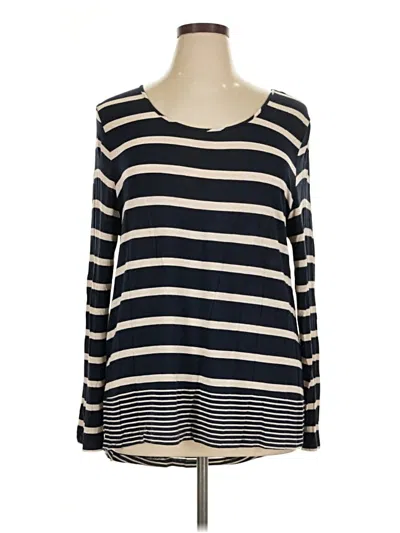 Pre-owned Olive & Oak Long Sleeve Top Blue Boatneck Tops