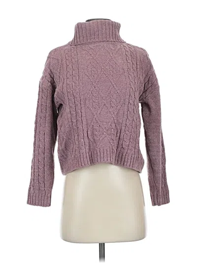 Pre-owned Olive & Oak Long Sleeve Top Purple Turtleneck Tops