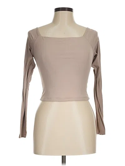Pre-owned Olive & Oak Long Sleeve Top Tan Boatneck Tops