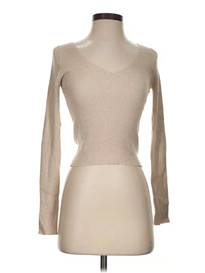Pre-owned Olive & Oak Long Sleeve Top Tan Scoop Neck Tops