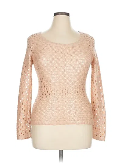 Pre-owned Olive & Oak Long Sleeve Top Tan Square Neckline Tops In Brown