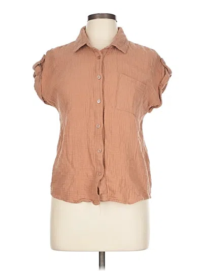 Pre-owned Olive & Oak Short Sleeve Blouse In Brown