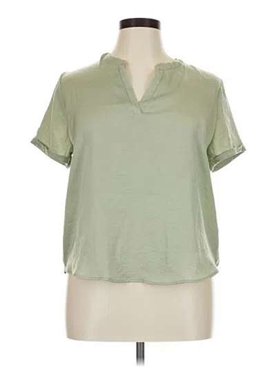 Pre-owned Olive & Oak Short Sleeve Blouse In Green