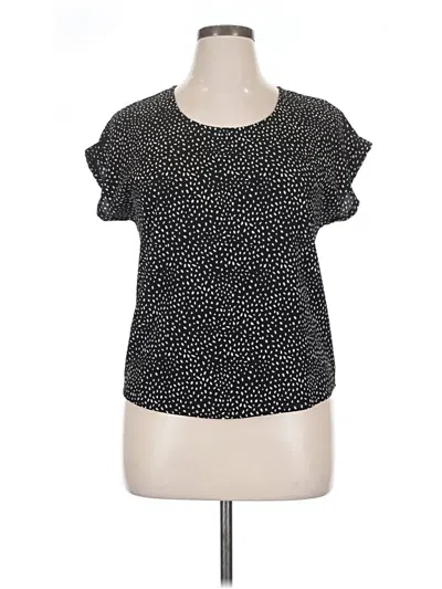 Pre-owned Olive & Oak Short Sleeve Top Black Polka Dots Pattern Scoop Neck Tops