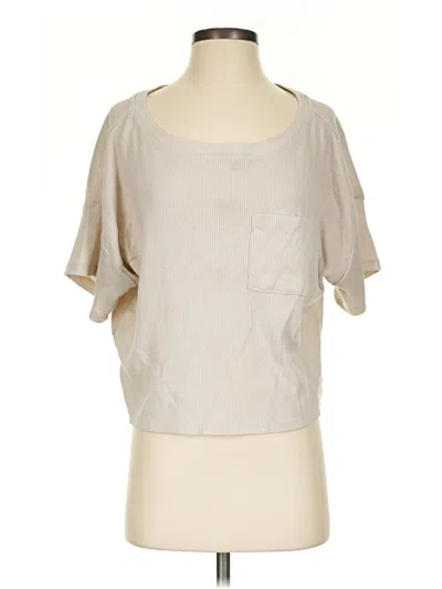 Pre-owned Olive & Oak Short Sleeve Top Tan Square Neckline Tops