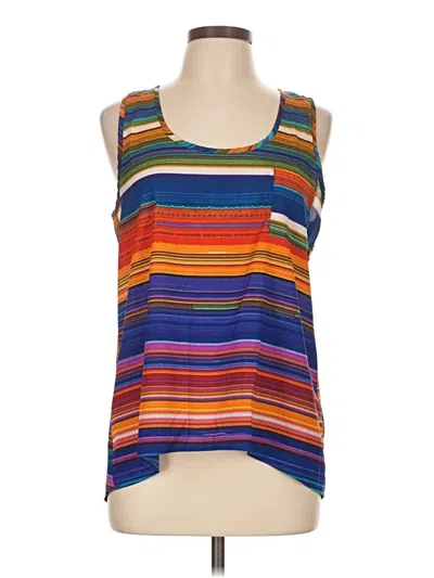 Pre-owned Olive & Oak Sleeveless Top Blue Scoop Neck Tops