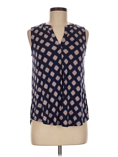 Pre-owned Olive & Oak Tank Top Blue Plunge Neckline Tops