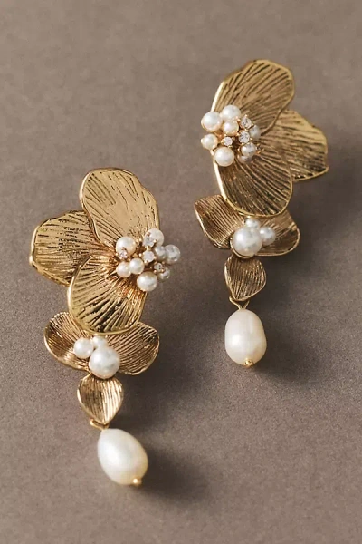 Olive & Piper Demi Floral Drop Earrings In Gold