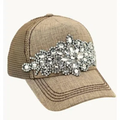 Olive & Pique Diamond Bling Trucker Cap In Brown