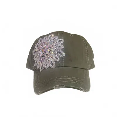 Olive & Pique Women's Distressed Baseball Cap In Olive Gray In Multi