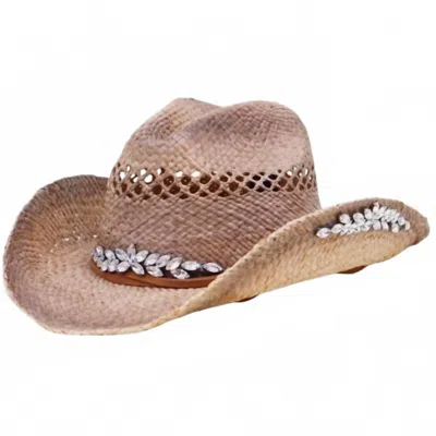 Olive & Pique Women's Jeweled Outback Raffia Cowboy Hat In Tan