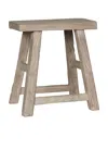 Olive Ateliers Elm Wood Stool In White Wash
