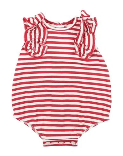 Olive By Sisco Newborn Girl Baby Bodysuit Red Size 3 Viscose, Elastane