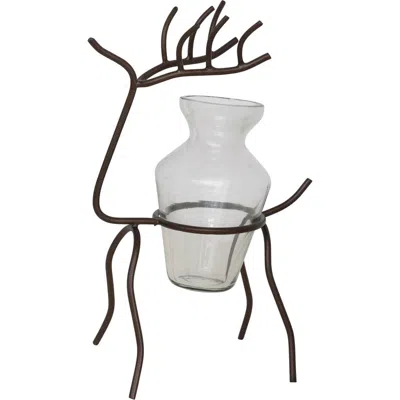 Olive Grove 8.5" Glass Vase With Metal Stand In Multi