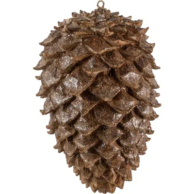 Olive Grove Artisan Pinecone Resin Figurine With Glitter In Brown