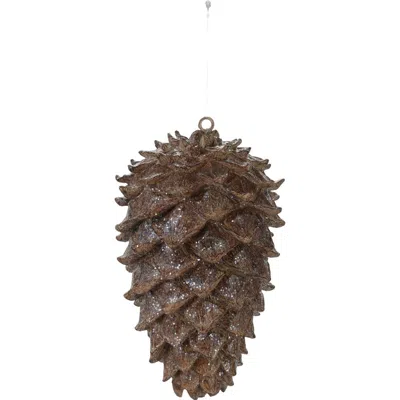Olive Grove Artisan Resin Pinecone Figurine With Glitter Finish, Brown