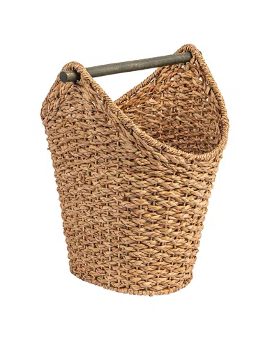Olive Grove Bankuan Braided Oval Toilet Paper Basket With Wood Bar In Neutral