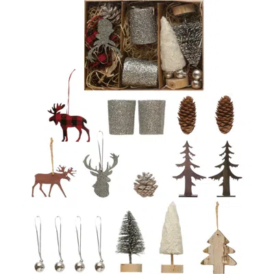 Olive Grove Candle Garden Kit With Votives, Ornaments, Pinecones, Set Of 17 In Multi