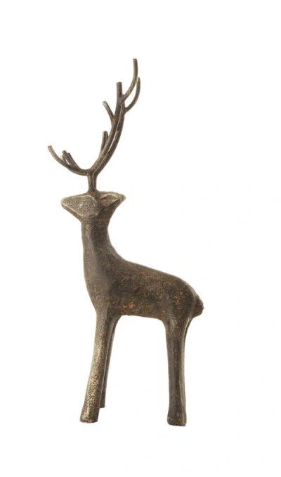 Olive Grove Cast Iron Standing Deer Figurine In Brown