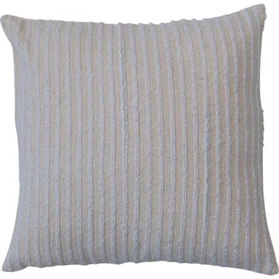 Olive Grove Cotton & Acrylic Pillow With Stripes & Gold Thread, Beige & White In Gold & Beige