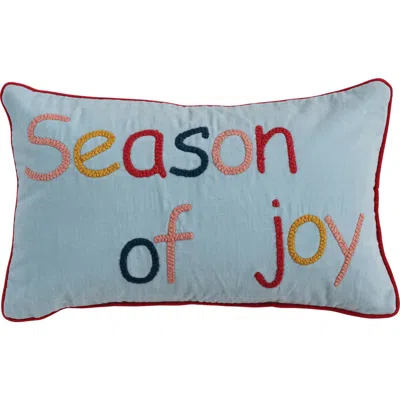 Olive Grove Cotton Velvet Lumbar Pillow With Piping & Embroidered, Multicolor