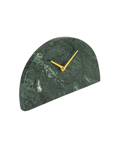 Olive Grove Decorative Half Moon Marble Mantel Clock In Green