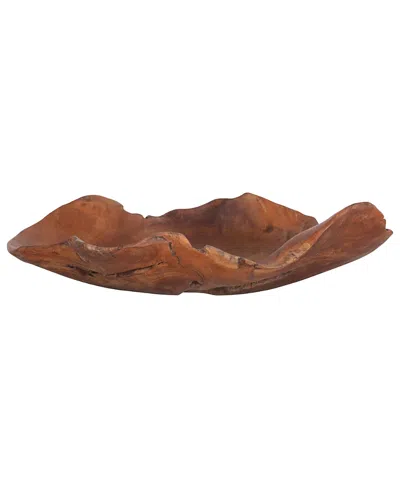 Olive Grove Decorative Hand-carved Teak Wood Bowl In Brown