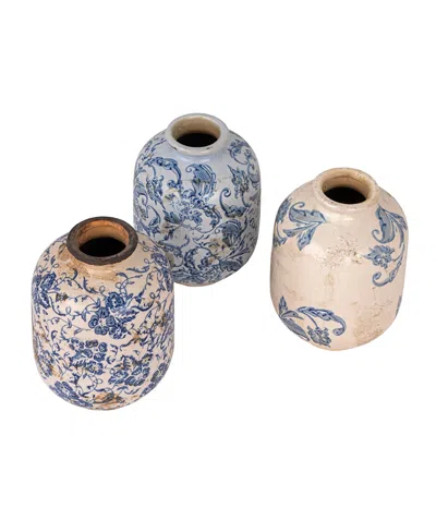 Olive Grove Decorative Terra-cotta Vases With Heavy Distressing, Set Of 3 In Multi