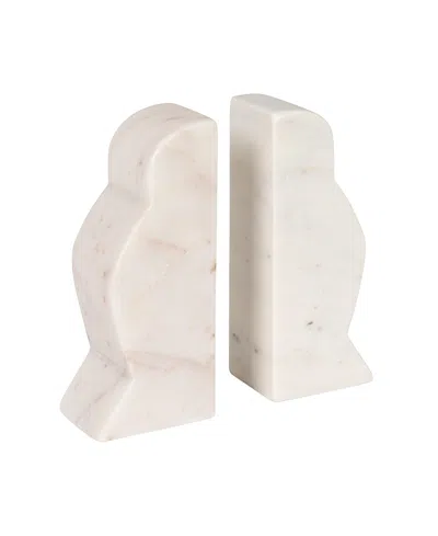 Olive Grove Decorative Travertine Wave Bookends In White