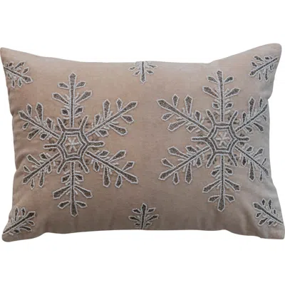 Olive Grove Embroidered Velvet Snowflake Lumbar Pillow In Multicolor