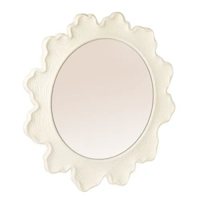 Olive Grove Faux Bois Round Wall Mirror In White
